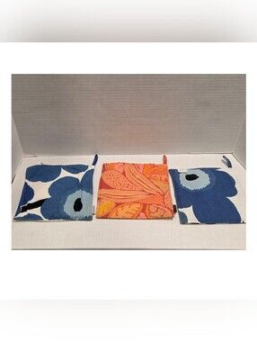 Marimekko Lot Of 3 Floral Botanical Cotton Fabric Pot Holders *READ